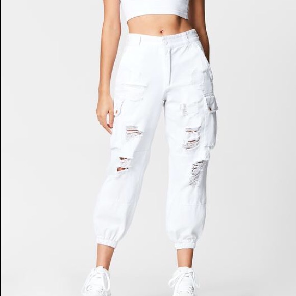 LF Carmar Denim White Cargo Pants - Picture 1 of 1